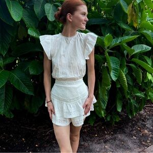 White Ruffled Romper NWT Sz. Small